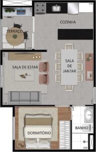 1 dormitório - Meio