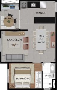 1 dormitório - Ponta